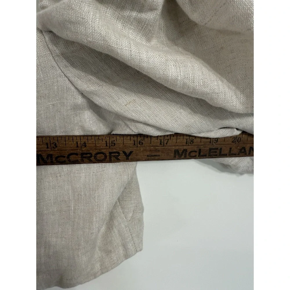 Los Angeles Atelier & Other Stories Top Cropped Puff Sleeve Linen Smocked Beige - Picture 5 of 8
